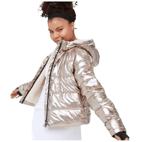 NWOT Offline by Aerie Sherpa Lined Metallic Puffer Jacket | XSmall | Gold - Picture 2 of 10